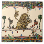 Medieval Bestiary Making Music Violinist Lion,hare Ceramic Tile at Zazzle