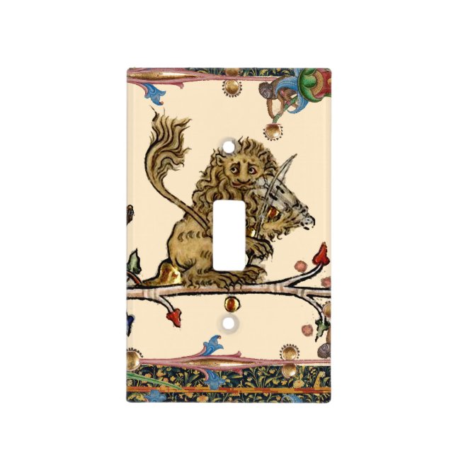MEDIEVAL BESTIARY MAKING MUSIC Violinist Lion,Hare Light Switch Cover (Front)