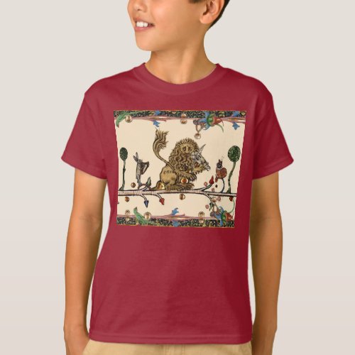 MEDIEVAL BESTIARY MAKING MUSIC Violinist LionHare T_Shirt