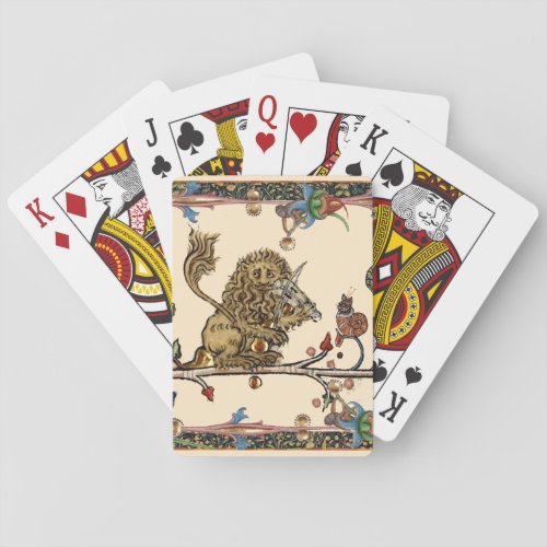 MEDIEVAL BESTIARY MAKING MUSIC Violinist Lion Playing Cards