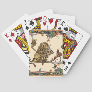 MEDIEVAL BESTIARY MAKING MUSIC Violinist Lion Poker Cards