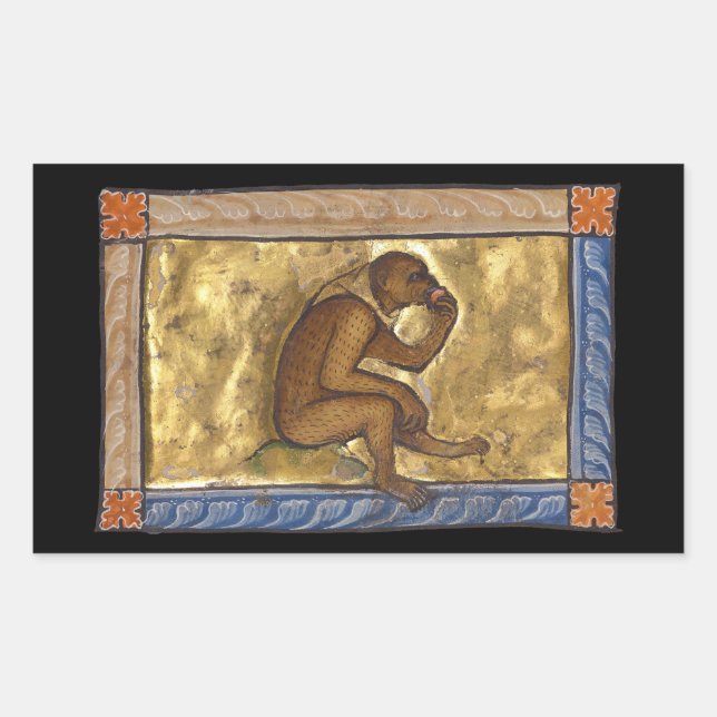 Medieval Bestiary Monkey c. 1270 Rectangular Sticker (Front)