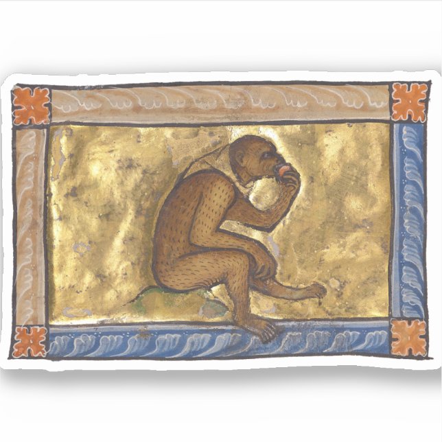 Medieval Bestiary Monkey c. 1270 Sticker (Front)