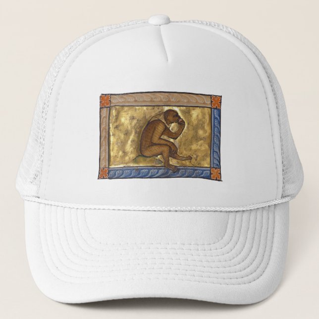 Medieval Bestiary Monkey c. 1270 Trucker Hat (Front)