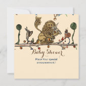 MEDIEVAL BESTIARY MUSIC Violinist Lion Baby Shower Invitation (Back)