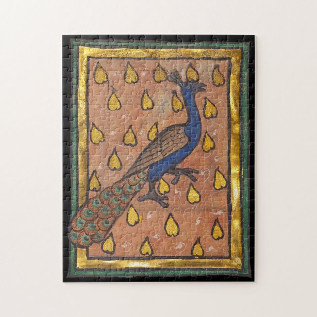 Medieval Bestiary Peacock c. 1270 Jigsaw Puzzle (Vertical)
