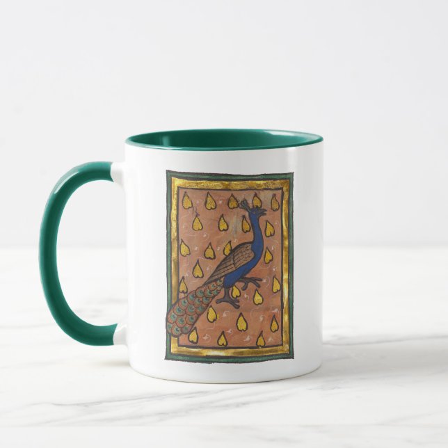 Medieval Bestiary Peacock c. 1270 Mug (Left)