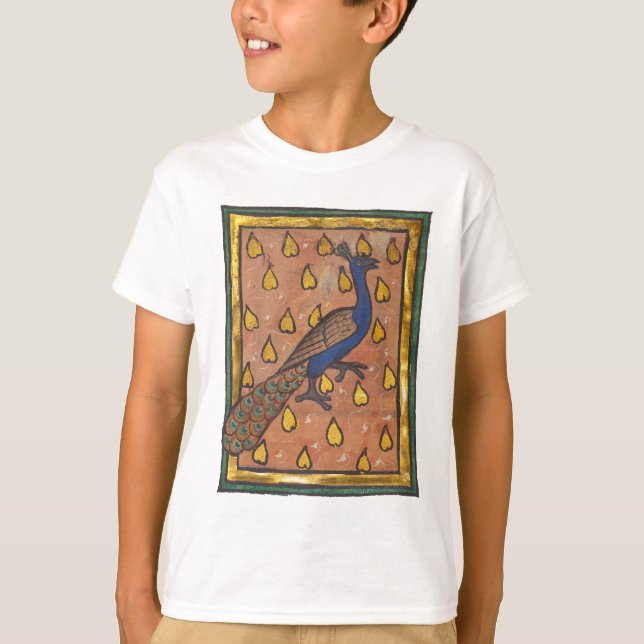 Medieval Bestiary Peacock c. 1270 T-Shirt (Front)