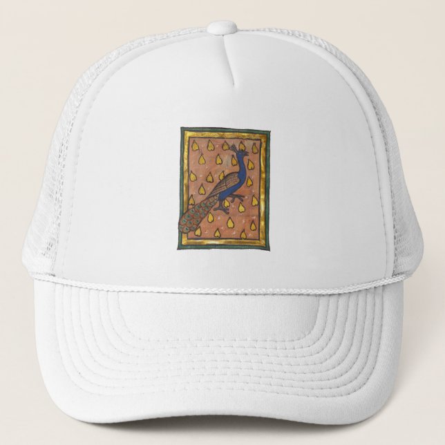 Medieval Bestiary Peacock c. 1270 Trucker Hat (Front)