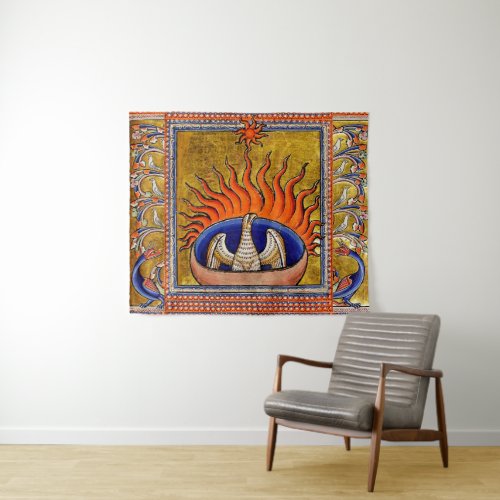 MEDIEVAL BESTIARYPHOENIX IN RED FLAMESLIFE TREE TAPESTRY