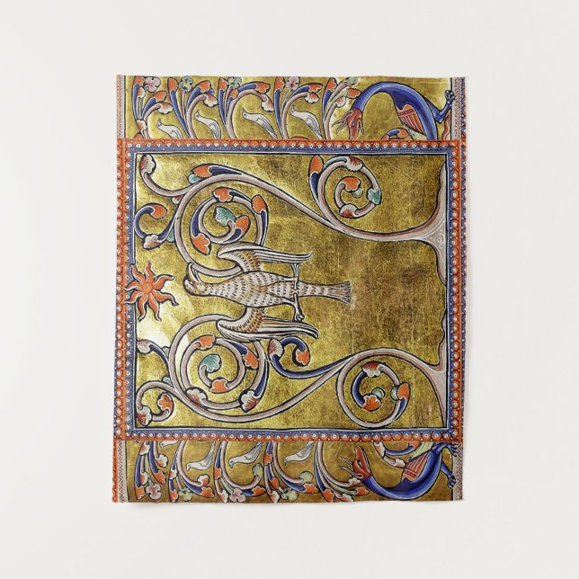 MEDIEVAL BESTIARY,PHOENIX ON TREE OF LIFE,DRAGONS TAPESTRY Zazzle
