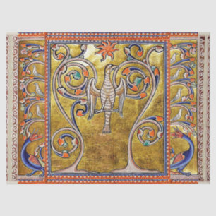 MEDIEVAL BESTIARY,PHOENIX ON TREE OF LIFE,DRAGONS TISSUE PAPER