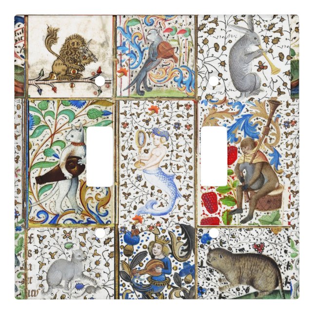 MEDIEVAL BESTIARY PLAYING MUSICAL INSTRUMENTS LIGHT SWITCH COVER (Front)