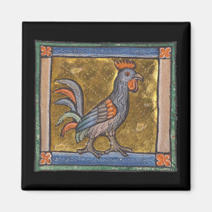 Medieval Bestiary Rooster c. 1270 Magnet