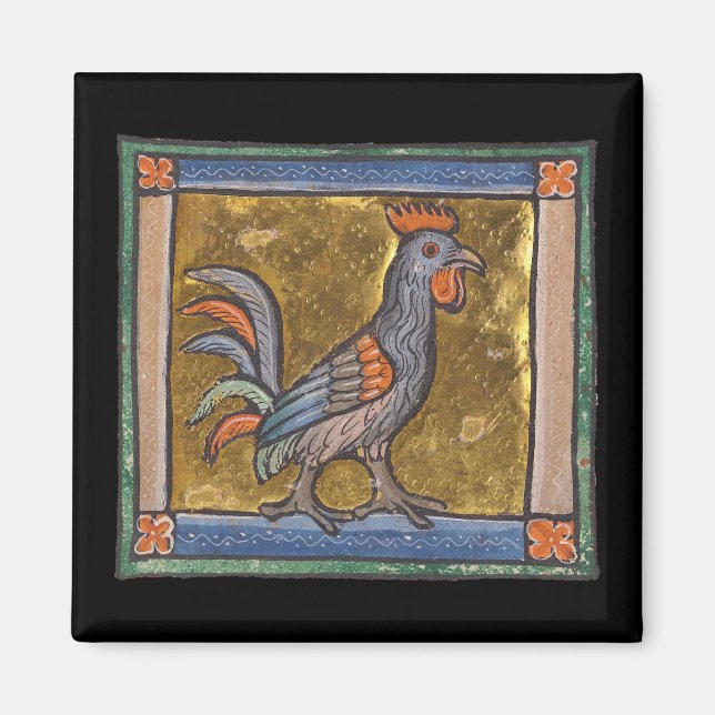 Medieval Bestiary Rooster c. 1270 Magnet (Front)