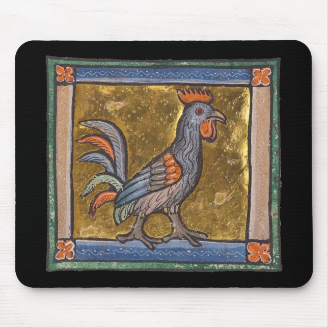Medieval Bestiary Rooster c. 1270 Mouse Pad (Front)