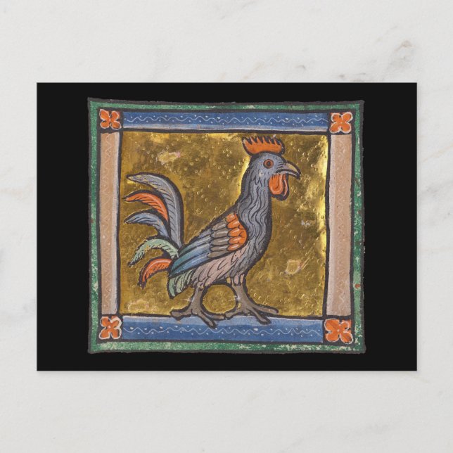 Medieval Bestiary Rooster c. 1270 Postcard (Front)