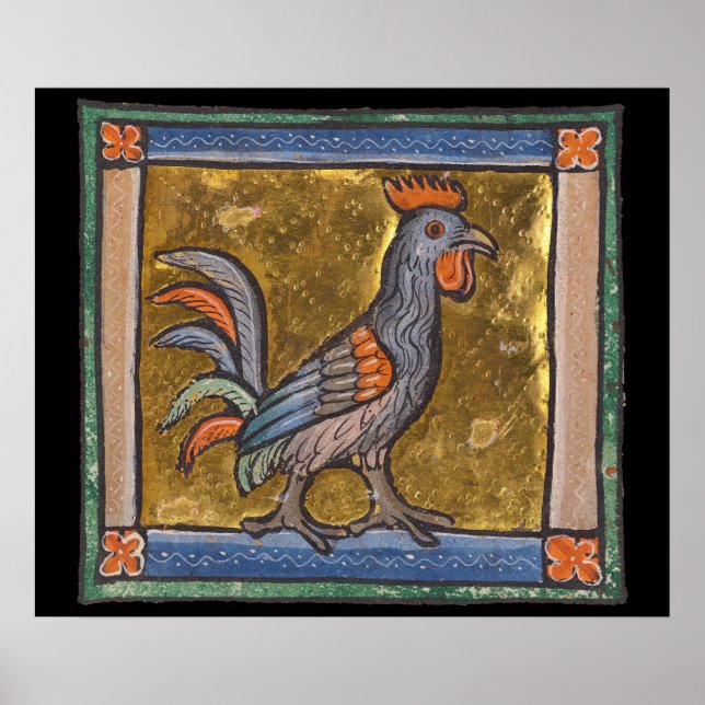 Medieval Bestiary Rooster c. 1270 Poster (Front)