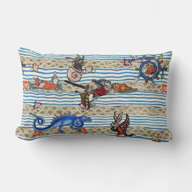 MEDIEVAL BESTIARY,SEA MONSTERS FANTASY ANIMALS  LUMBAR PILLOW (Front)