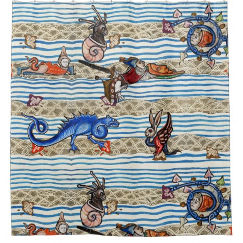 MEDIEVAL BESTIARYSEA  MONSTERS FANTASY ANIMALS SHOWER CURTAIN