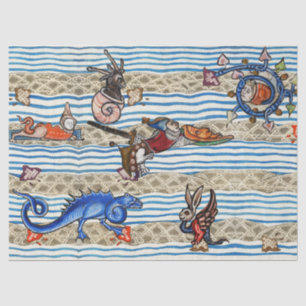 MEDIEVAL BESTIARY,SEA MONSTERS FANTASY ANIMALS TISSUE PAPER