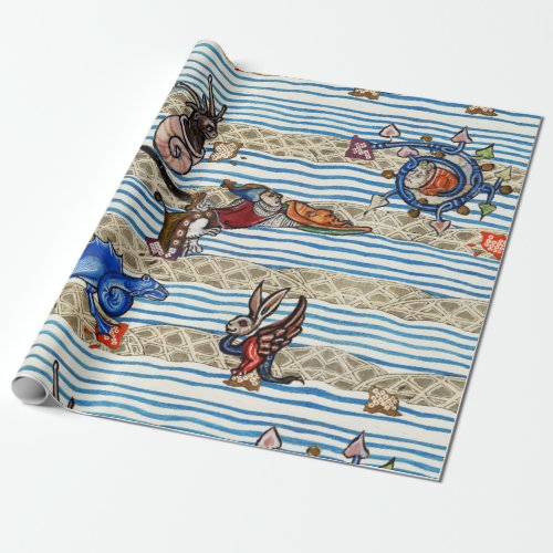 MEDIEVAL BESTIARYSEA  MONSTERS FANTASY ANIMALS WRAPPING PAPER