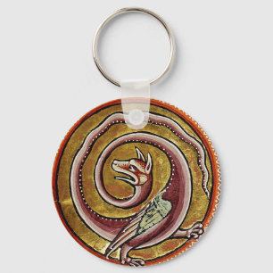 MEDIEVAL BESTIARY, SNAKE DRAGON CIRCLES  KEYCHAIN