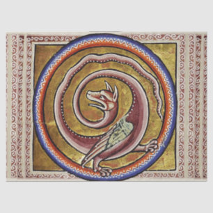 MEDIEVAL BESTIARY, SNAKE DRAGON CIRCLES TISSUE PAPER