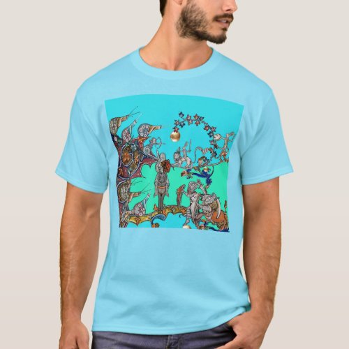 MEDIEVAL BESTIARY WAR KNIGHTSGIANT SNAILS Blue T_Shirt