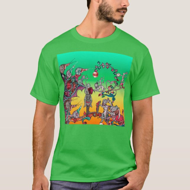 MEDIEVAL BESTIARY WAR, KNIGHTS,GIANT SNAILS Green  T-Shirt (Front)