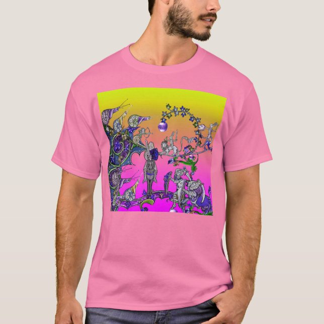 MEDIEVAL BESTIARY WAR, KNIGHTS,GIANT SNAILS Pink T-Shirt (Front)