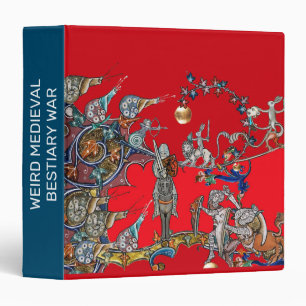 MEDIEVAL BESTIARY WAR, KNIGHTS,GIANT SNAILS Red 3 Ring Binder