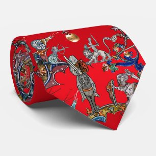 MEDIEVAL BESTIARY WAR,KNIGHTS GIANT SNAILS Red Neck Tie