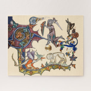 MEDIEVAL BESTIARY WAR Snail vs Knight ,Dragon.Lion Jigsaw Puzzle