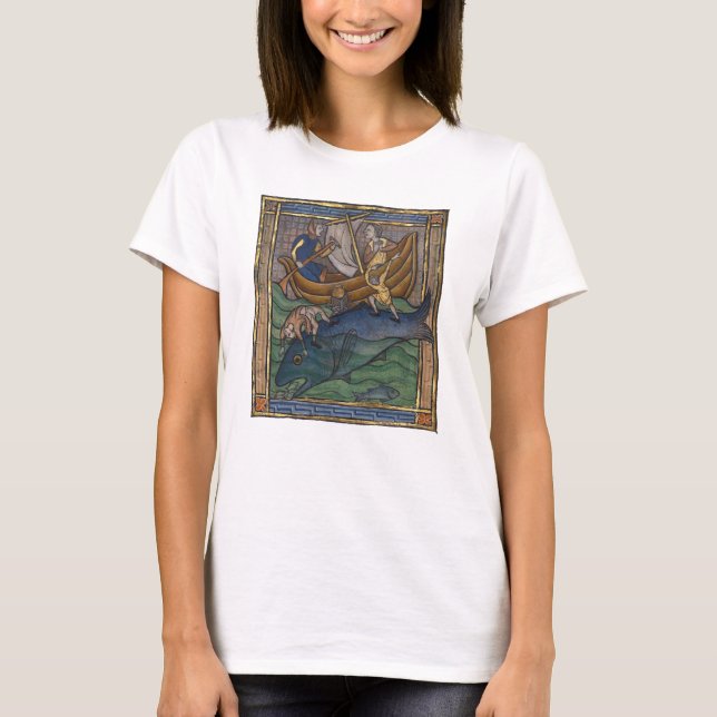 Medieval Bestiary Whale c. 1270 T-Shirt (Front)
