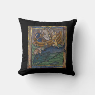 Medieval Bestiary Whale c. 1270 Throw Pillow