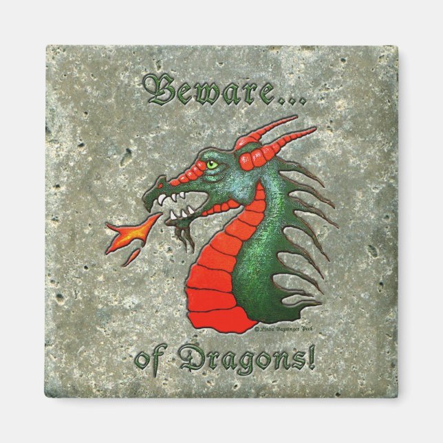 Medieval Beware Dragons Magnet (Front)