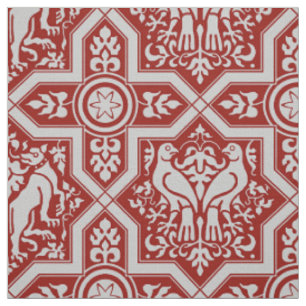 Medieval Birds and Hounds Interlace Fabric