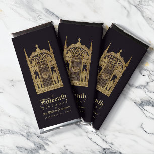 Medieval Birthday Gothic Knight Black Gold Elegant Hershey Bar Favors
