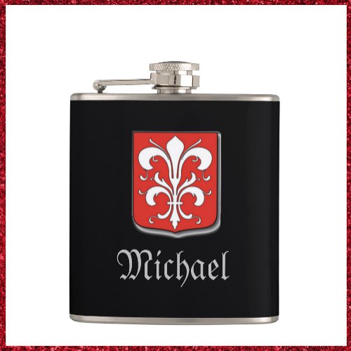 Medieval Black and Red Knight Shield Flask