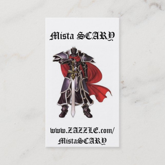 Medieval Black Knight Sword Profile Business Card (Front)