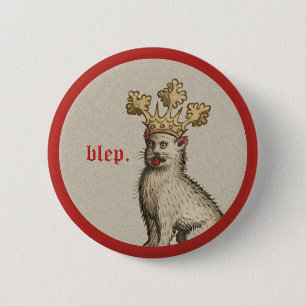 Medieval "Blep" Cat Button