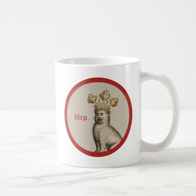 Medieval "Blep" Cat Coffee Mug (Right)