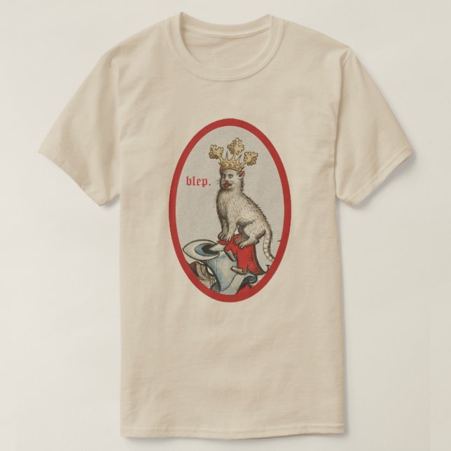 Medieval "Blep" Cat T-Shirt (Design Front)