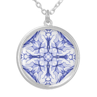 Medieval Blue Cross Silver Plated Necklace
