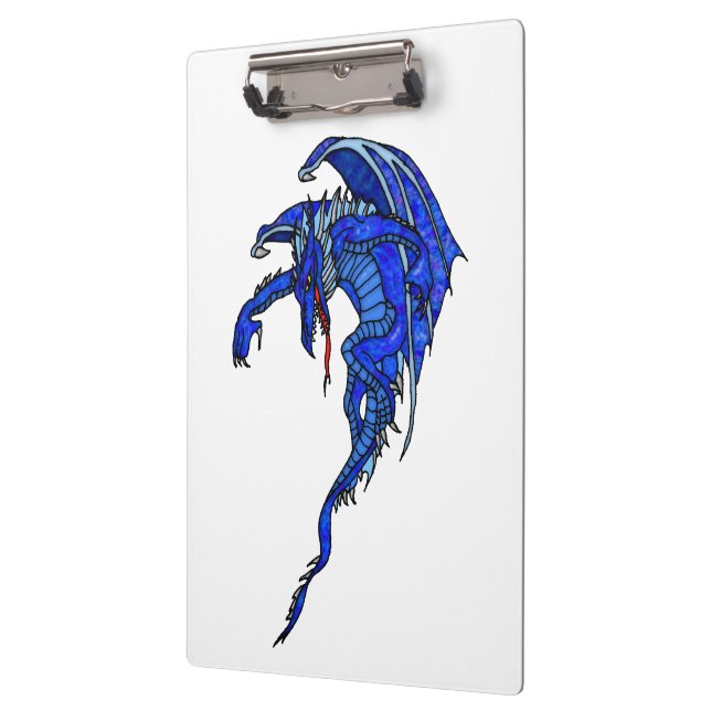 Medieval Blue Flying Dragon Fantasy Tattoo Clipboard (Left)