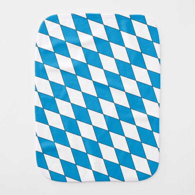 Medieval Blue White Bavaria Diamond Shaped Baby Burp Cloth (Front)