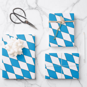 Medieval Blue White Bavaria Diamond Shaped Wrapping Paper Sheets