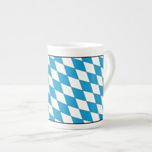 Medieval Blue White Bavaria Lozenges Pattern Bone China Mug
