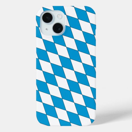 Medieval Blue White Bavaria Lozenges Pattern iPhone 15 Case